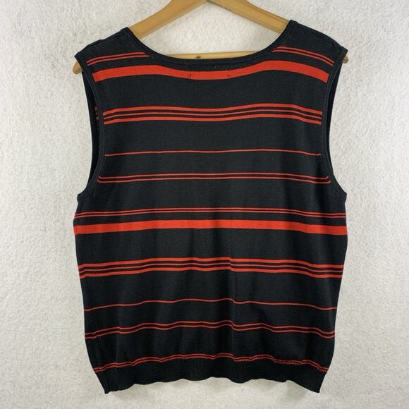 Women‎ Silk Blend Boxy Knit Top Black Red New England Coastal Old Money Preppy - Picture 2 of 10